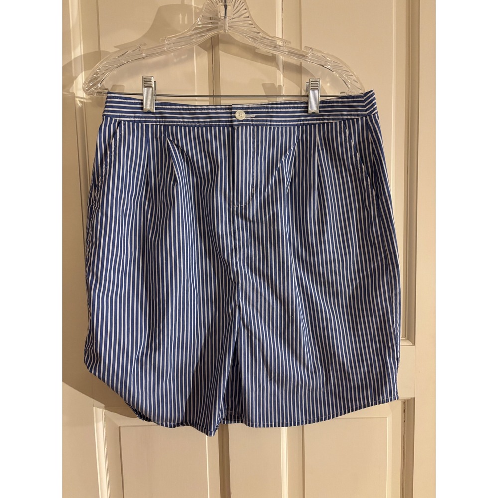 Banana Republic Blue White Striped Pleated Skirt Womens Size 10 Cotton
